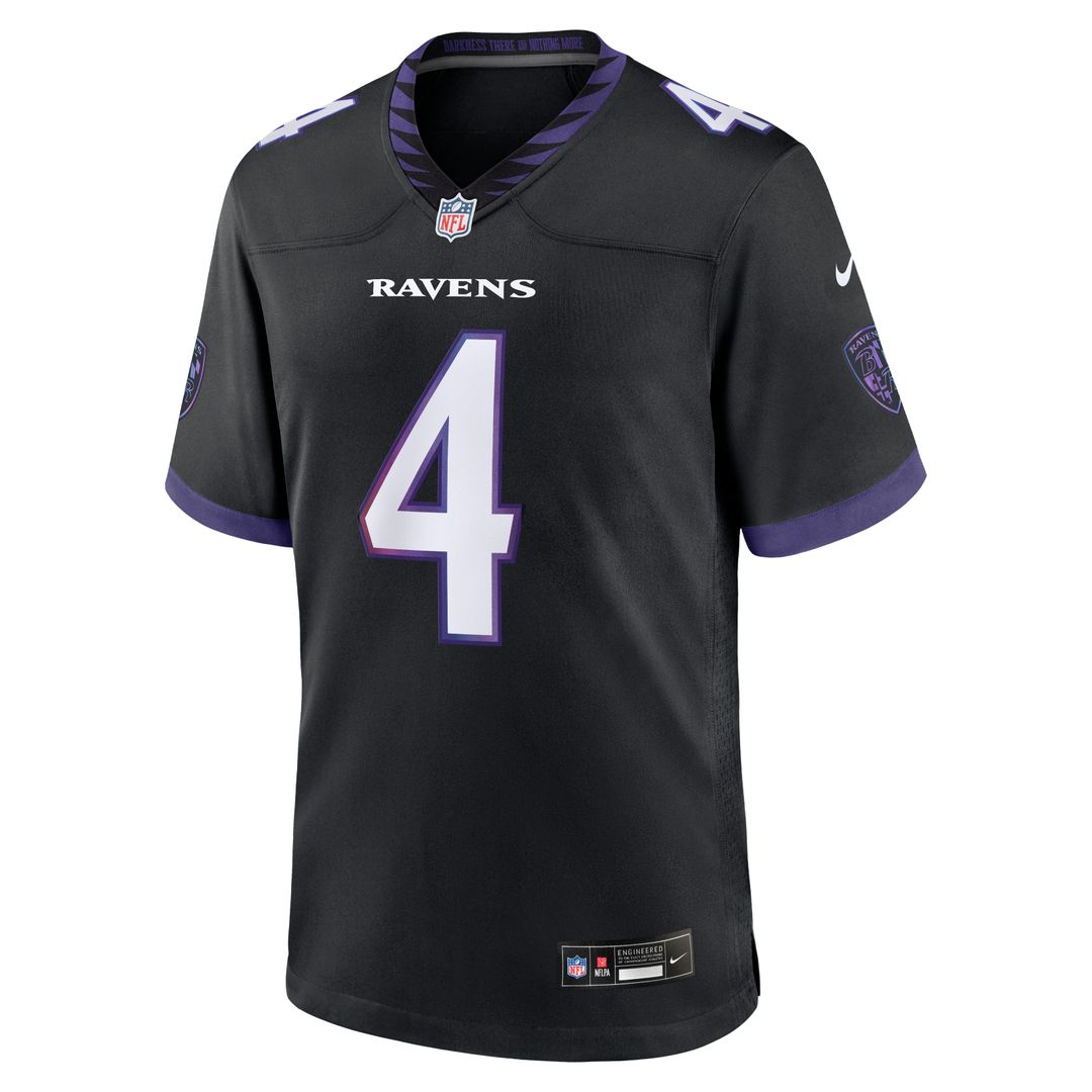 Zay Flowers Baltimore Ravens Nike Alternate Game Official Jersey - Black