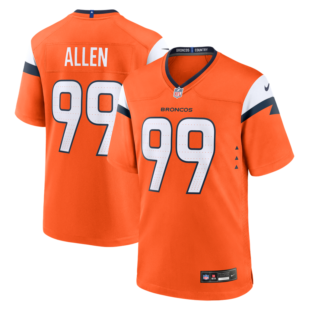 Zach Allen Denver Broncos Nike Team Game Official Jersey -  Orange