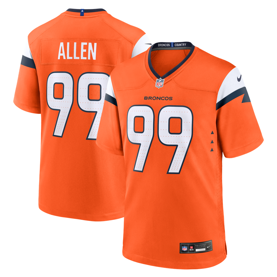 Zach Allen Denver Broncos Nike Team Game Official Jersey -  Orange