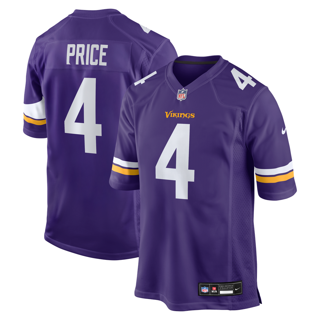 Myles Price Minnesota Vikings Nike Team Game Official Jersey -  Purple
