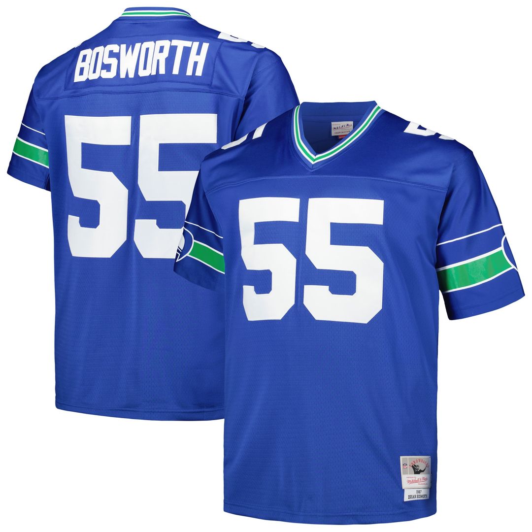 Brian Bosworth Seattle Seahawks Mitchell & Ness Big & Tall 1987 Legacy Retired Player Official Jersey - Royal