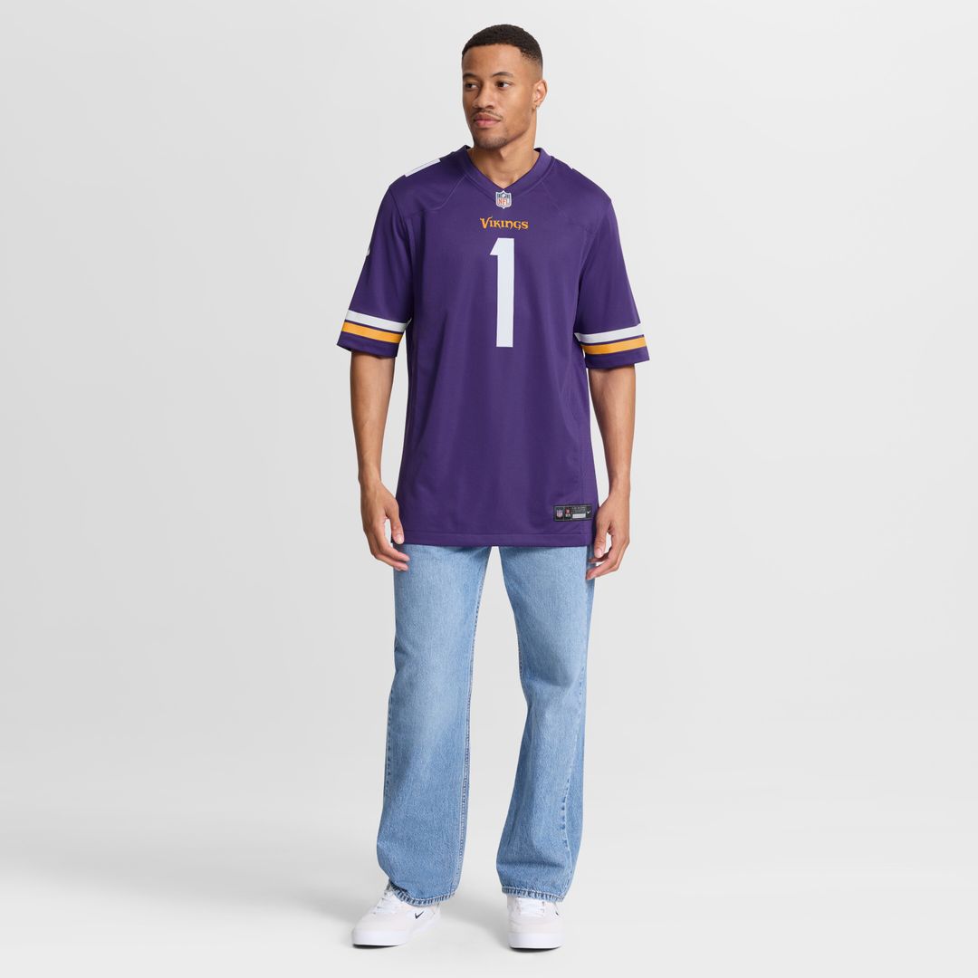 Number 1 Groom Minnesota Vikings Nike Game Official Jersey - Purple