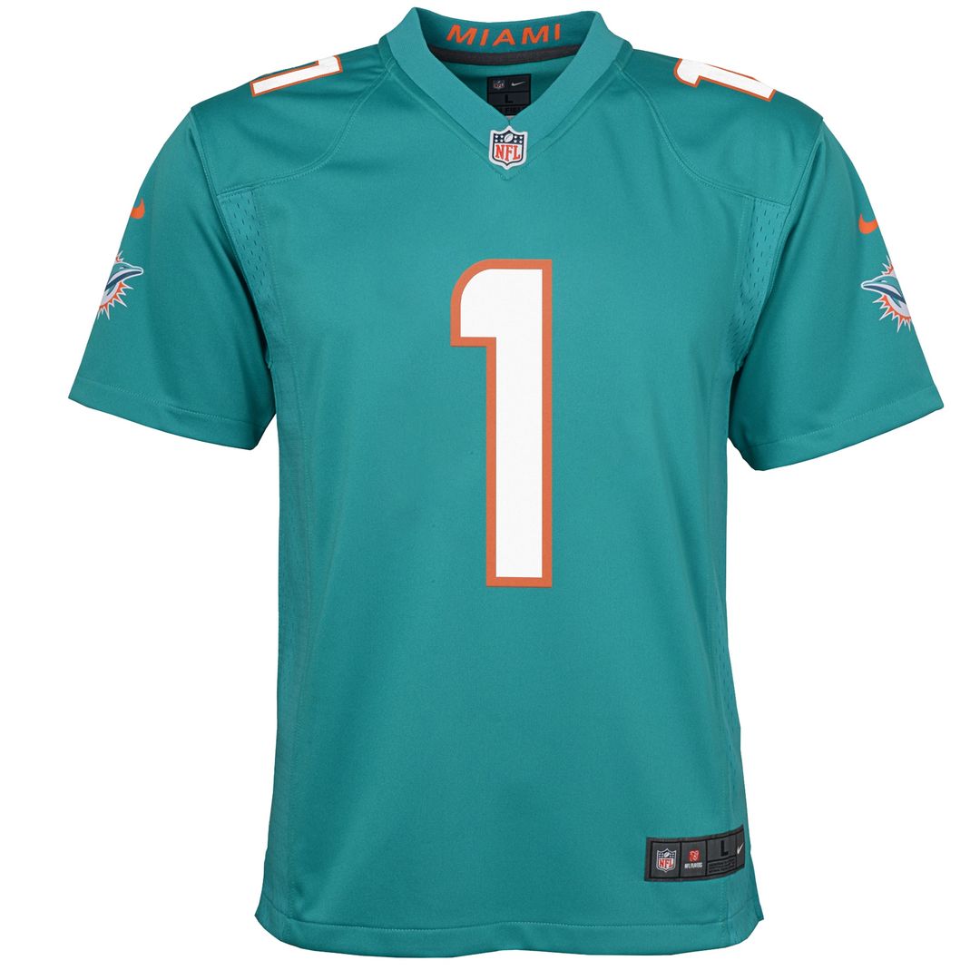 Tua Tagovailoa Miami Dolphins Nike Youth Game Official Jersey - Aqua