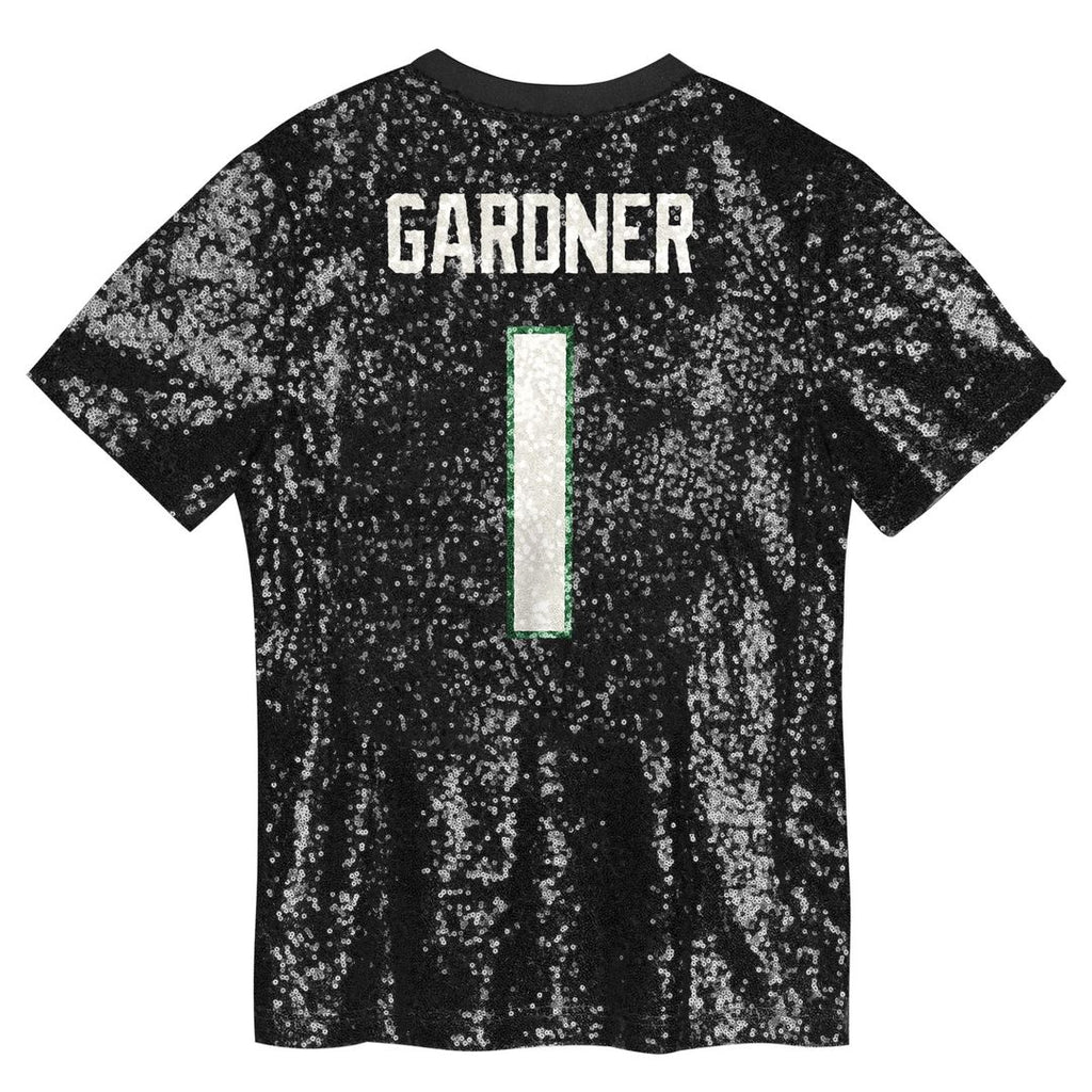 Sauce Gardner New York Jets Girls Youth Sequin V-Neck Fashion Official Jersey - Black