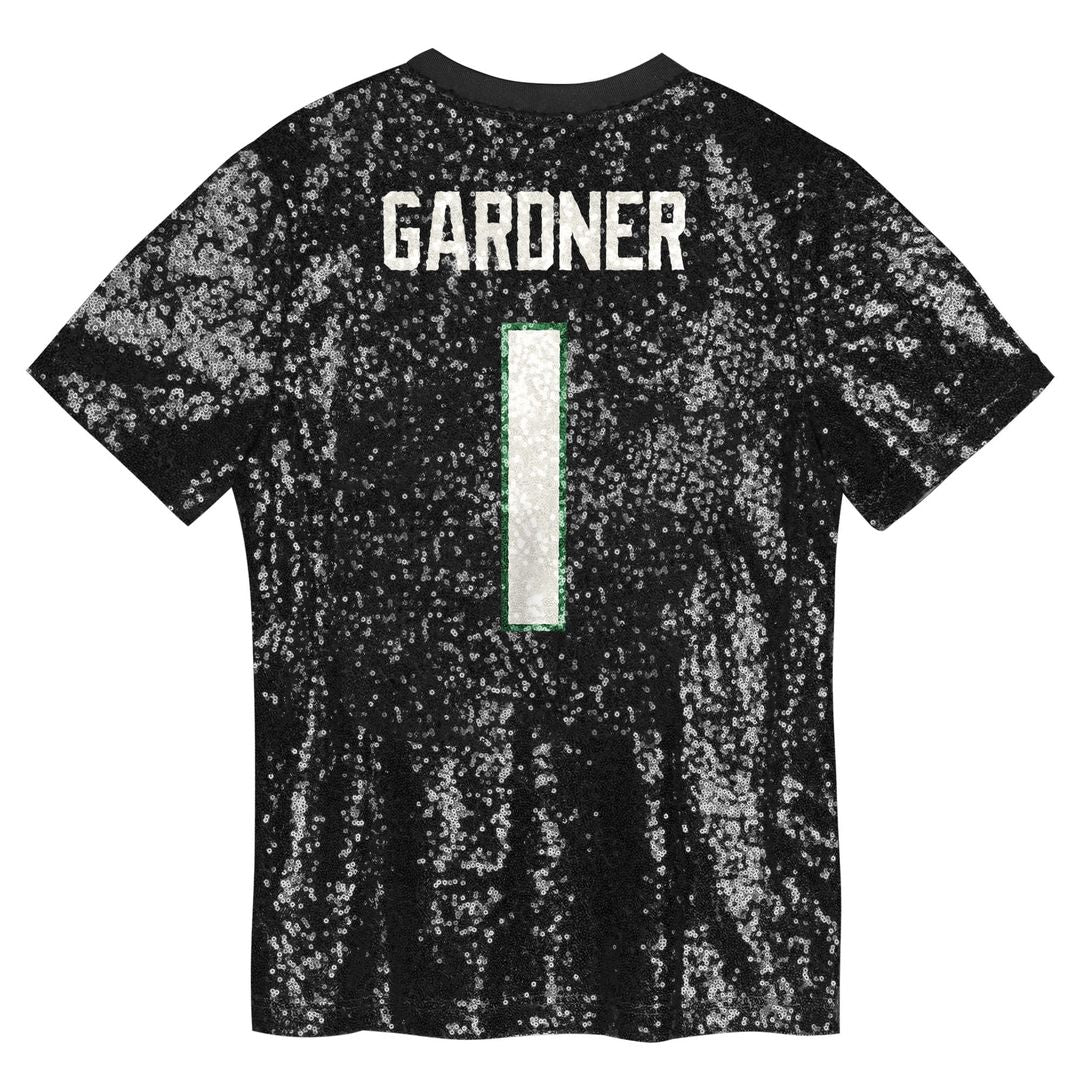 Sauce Gardner New York Jets Girls Youth Sequin V-Neck Fashion Official Jersey - Black