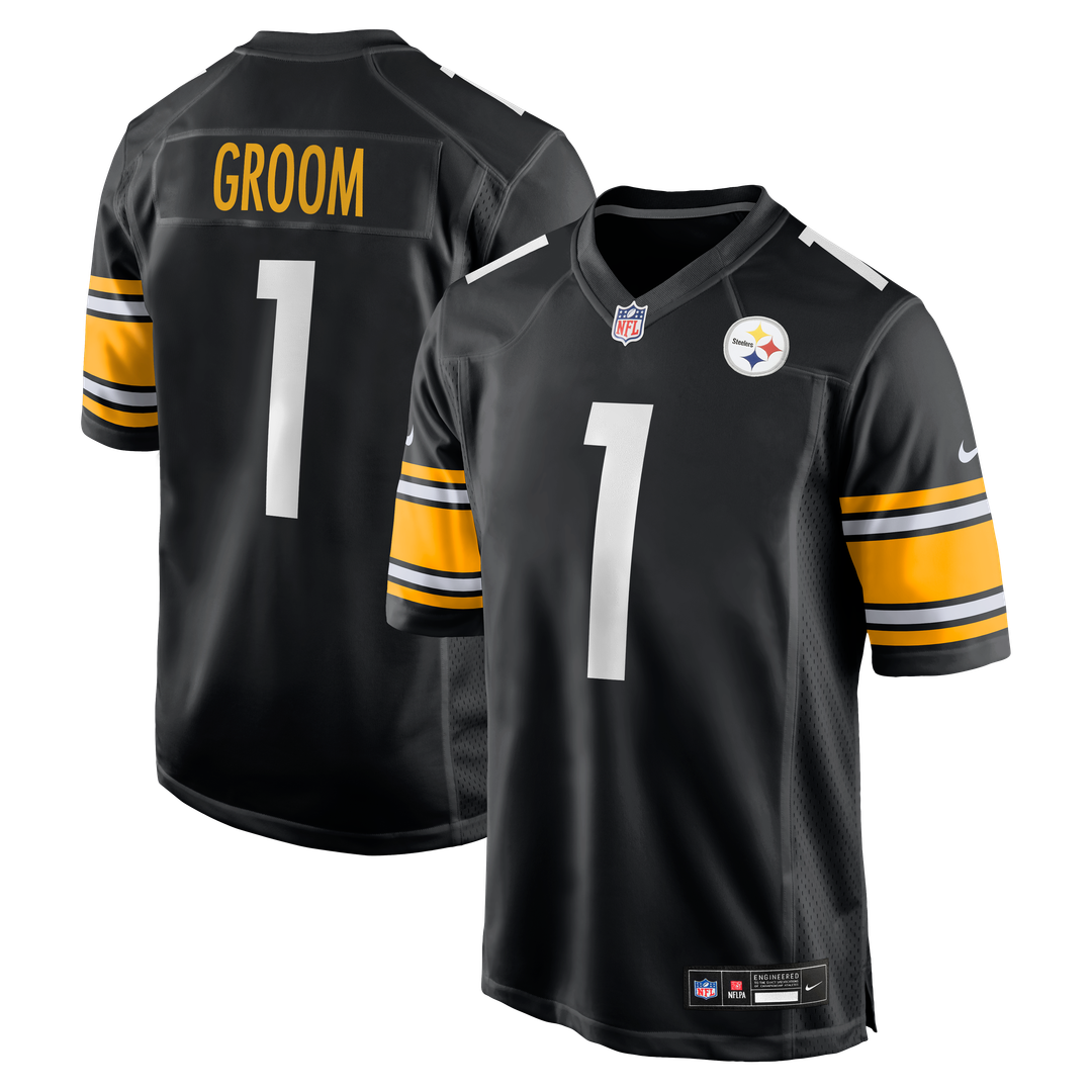 Number 1 Groom Pittsburgh Steelers Nike Game Official Jersey - Black