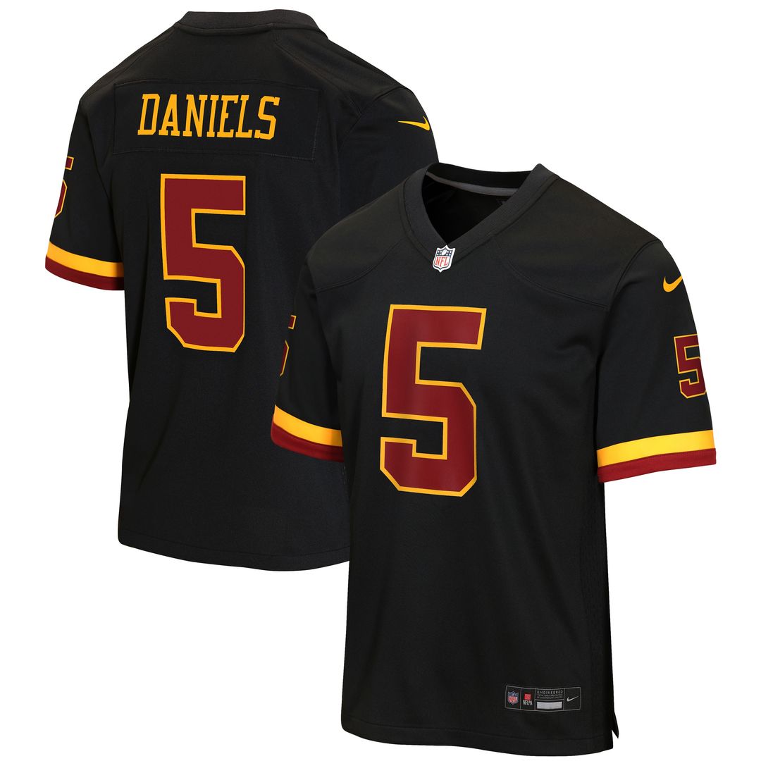 Jayden Daniels Washington Commanders Nike Youth Hail Raiser Alternate Game Official Jersey - Black