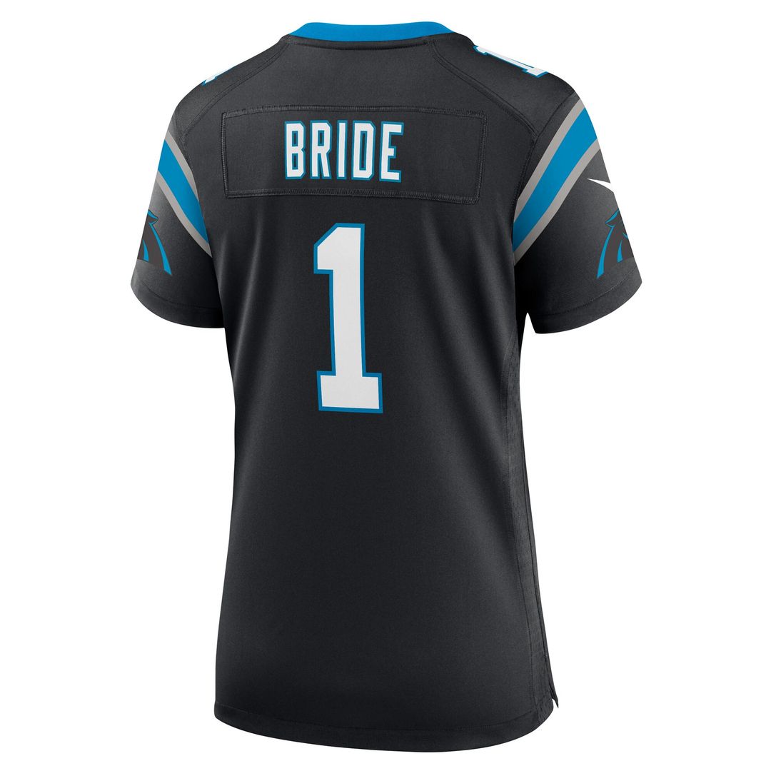 Number 1 Bride Carolina Panthers Nike Women's Game Official Jersey - Black