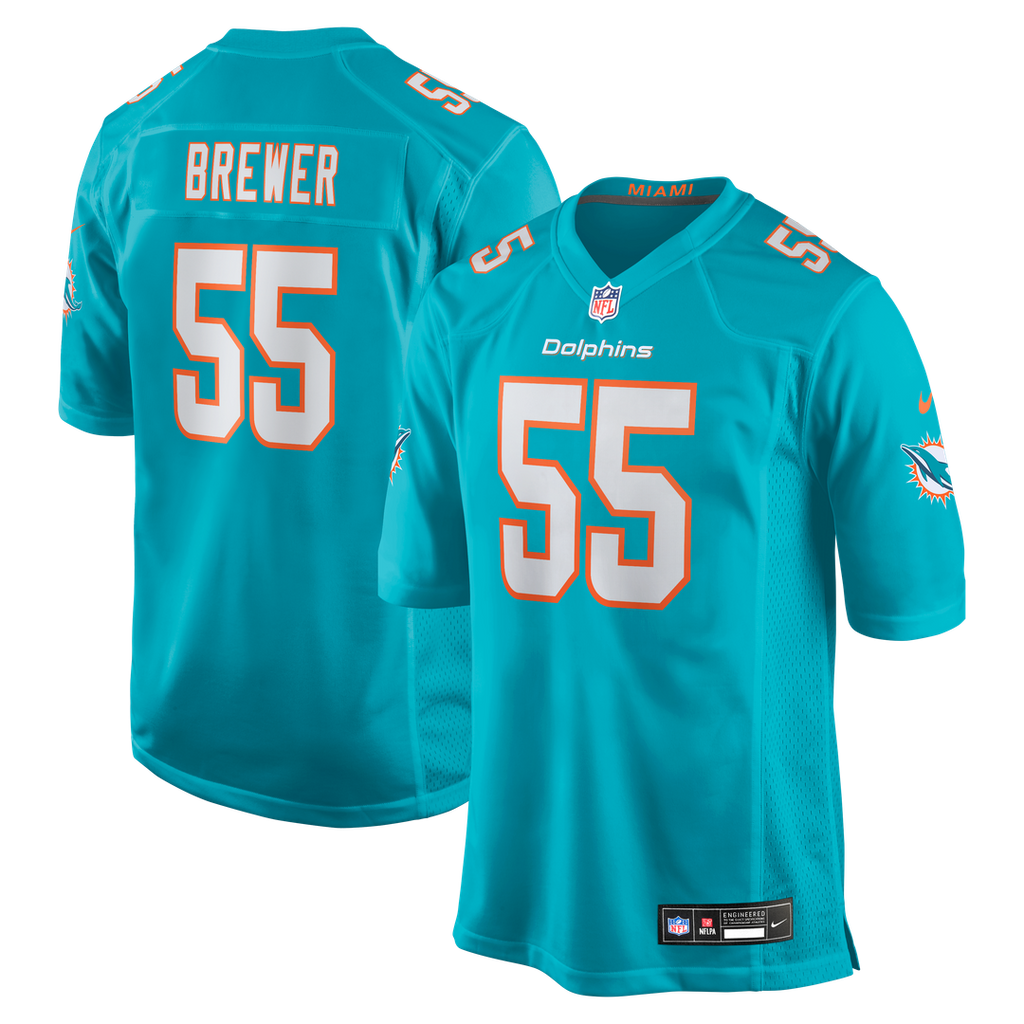 Aaron Brewer Miami Dolphins Nike Game Jersey - Aqua