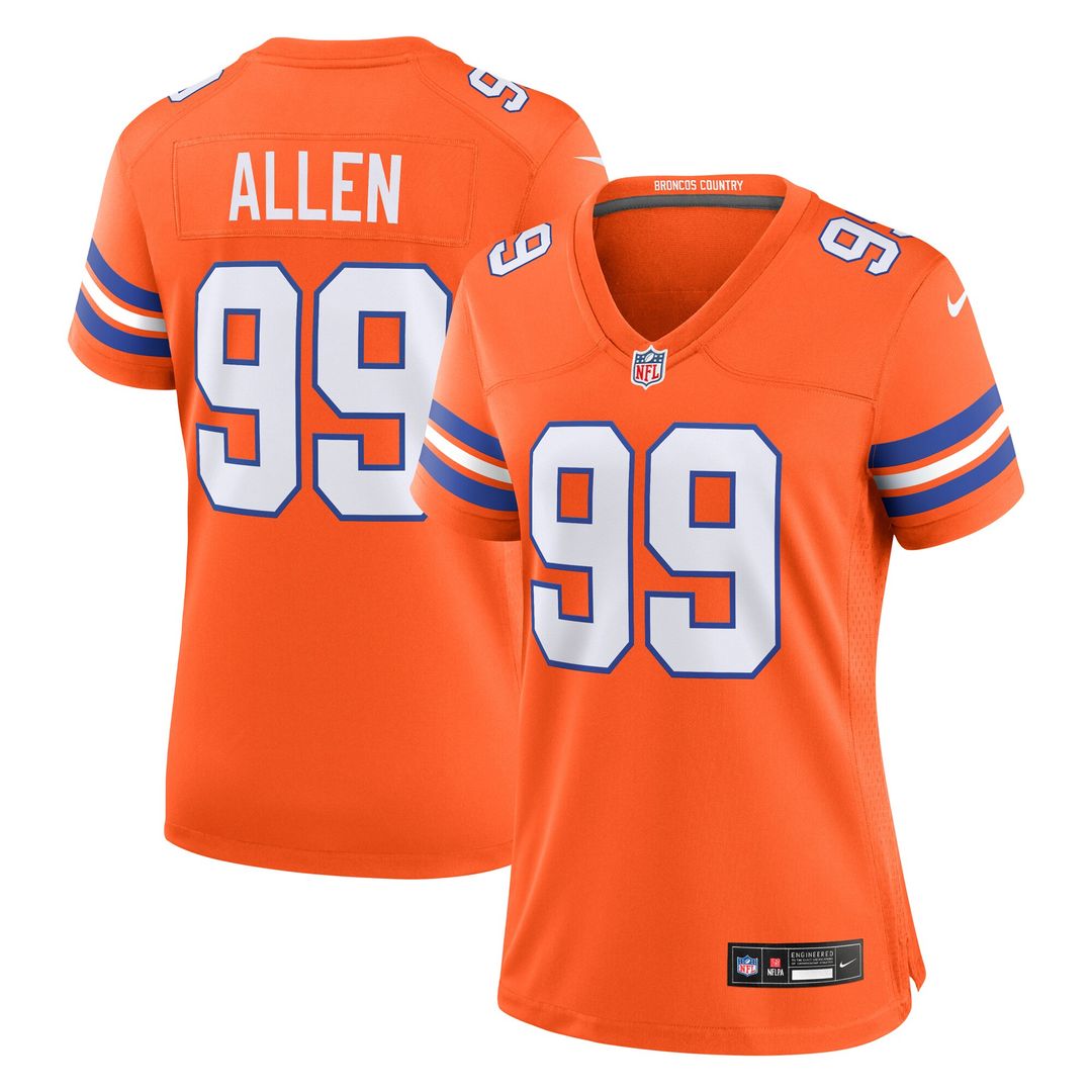 Zach Allen Denver Broncos Nike Women's Mile High Collection 1977 Throwback Player Game Official Jersey - Orange