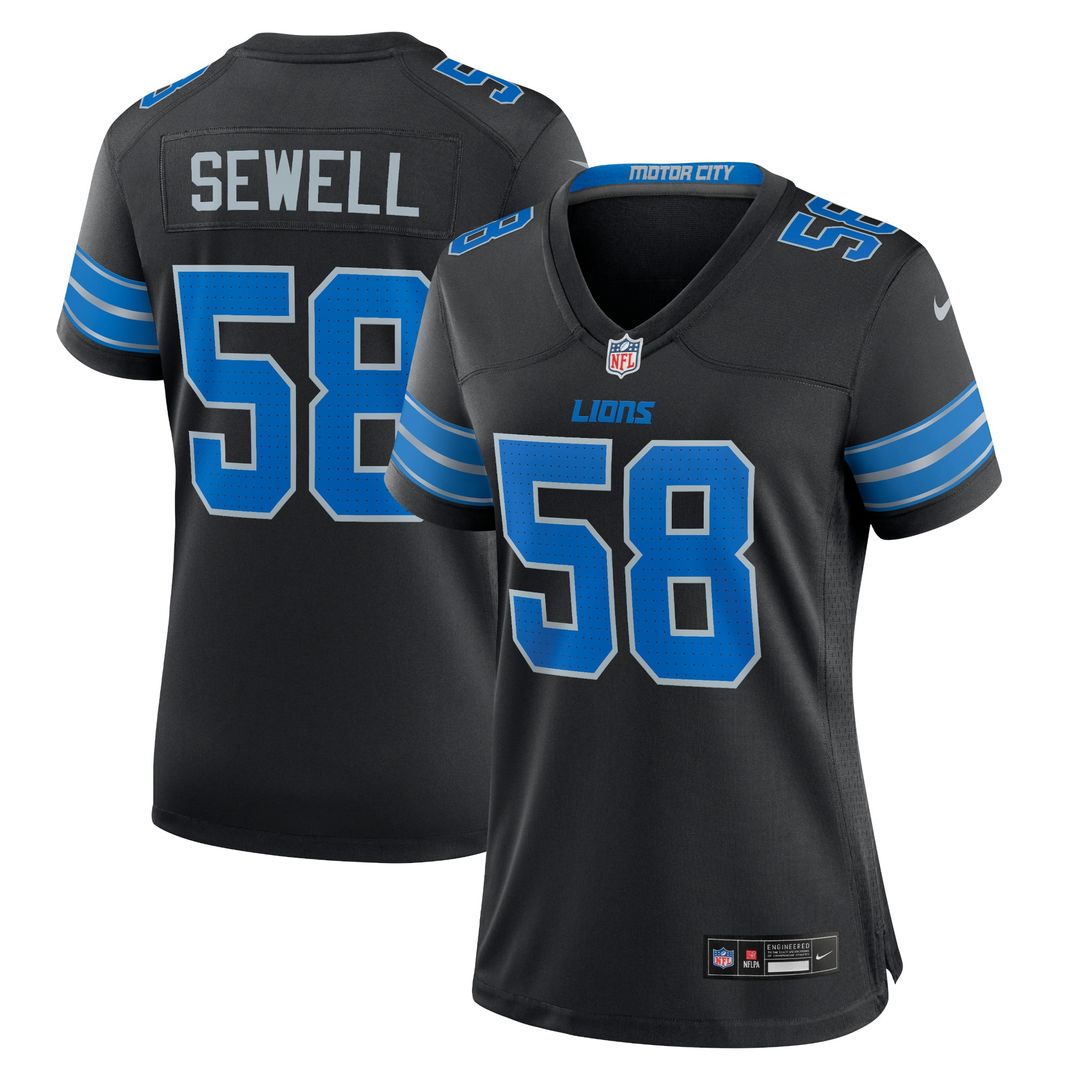 Penei Sewell Detroit Lions Nike Women's 2nd Alternate Game Official Jersey - Black
