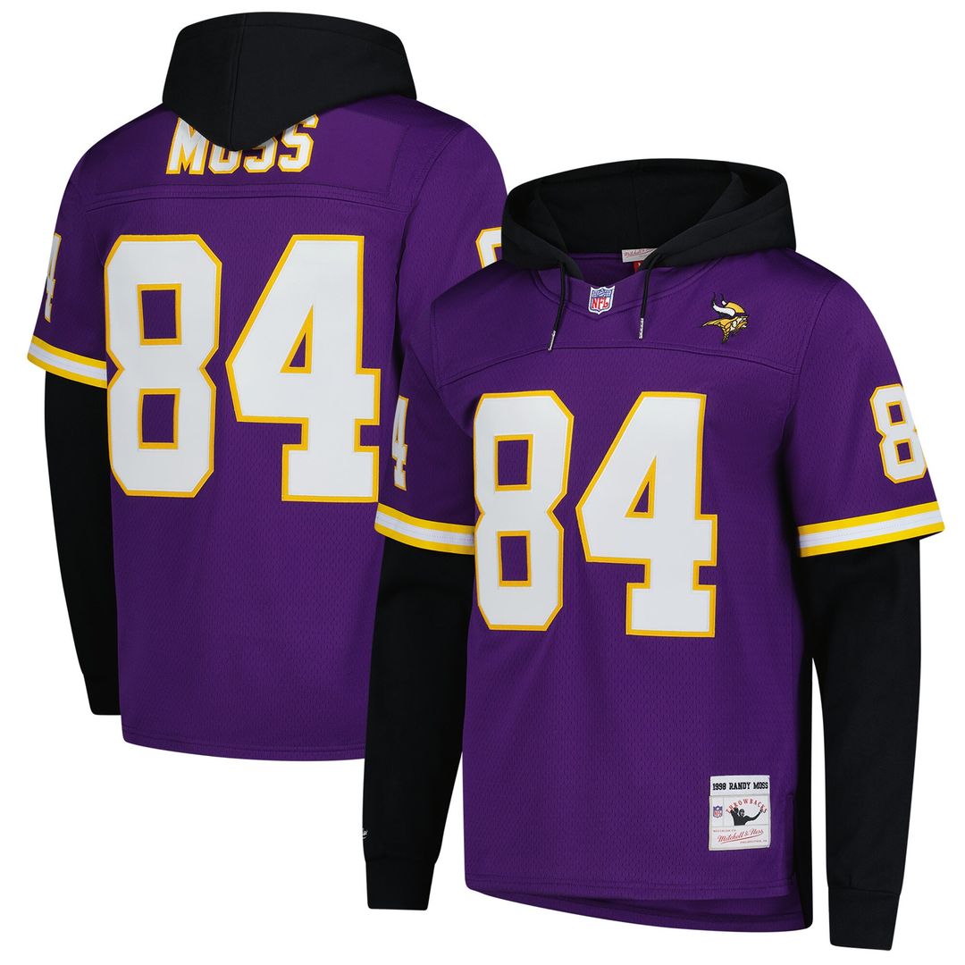 Randy Moss Minnesota Vikings Mitchell & Ness Player Name & Number Hoodie Legacy Official Jersey - Purple