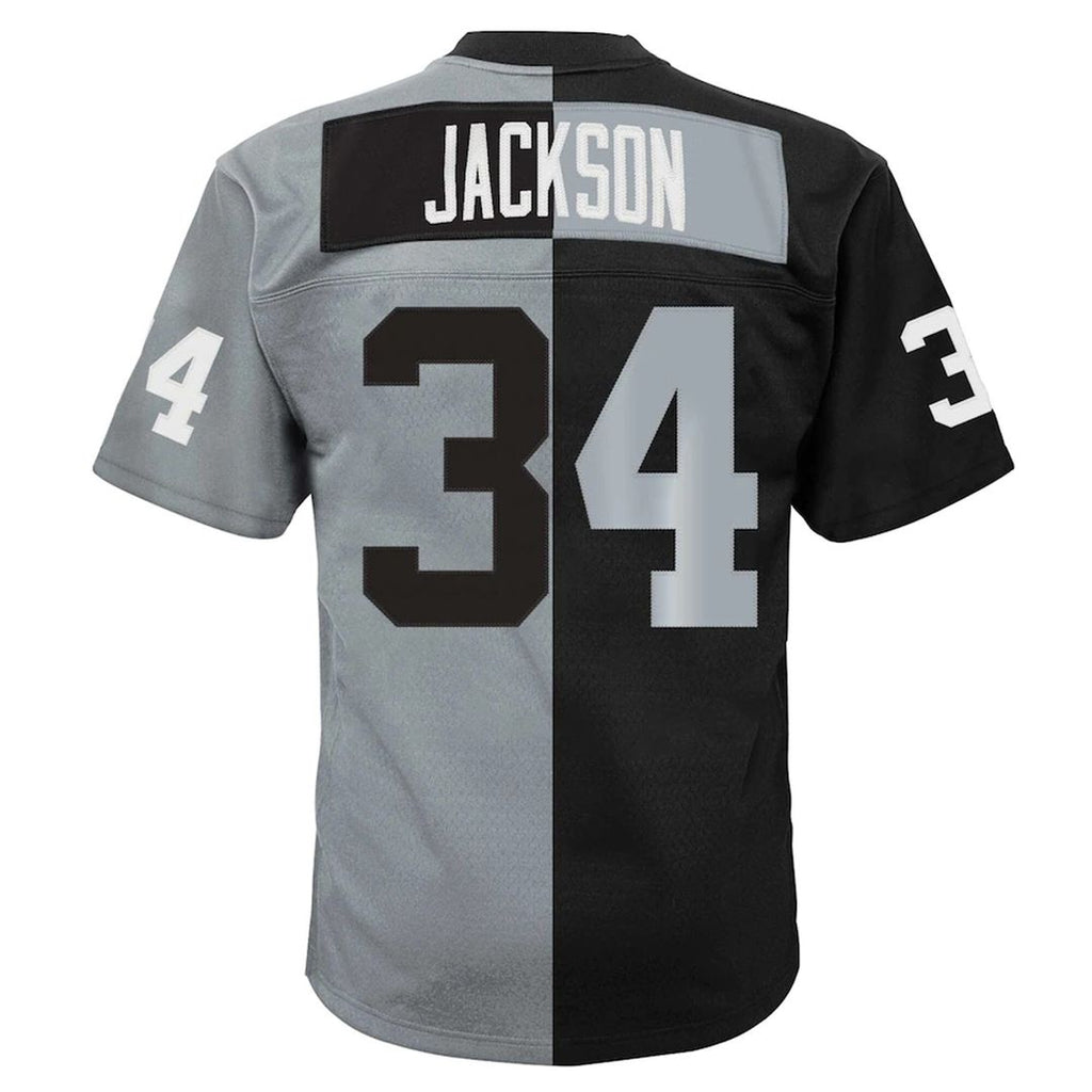 Bo Jackson Las Vegas Raiders Mitchell & Ness Big & Tall Split Legacy Retired Player Replica Official Jersey - Black/Silver