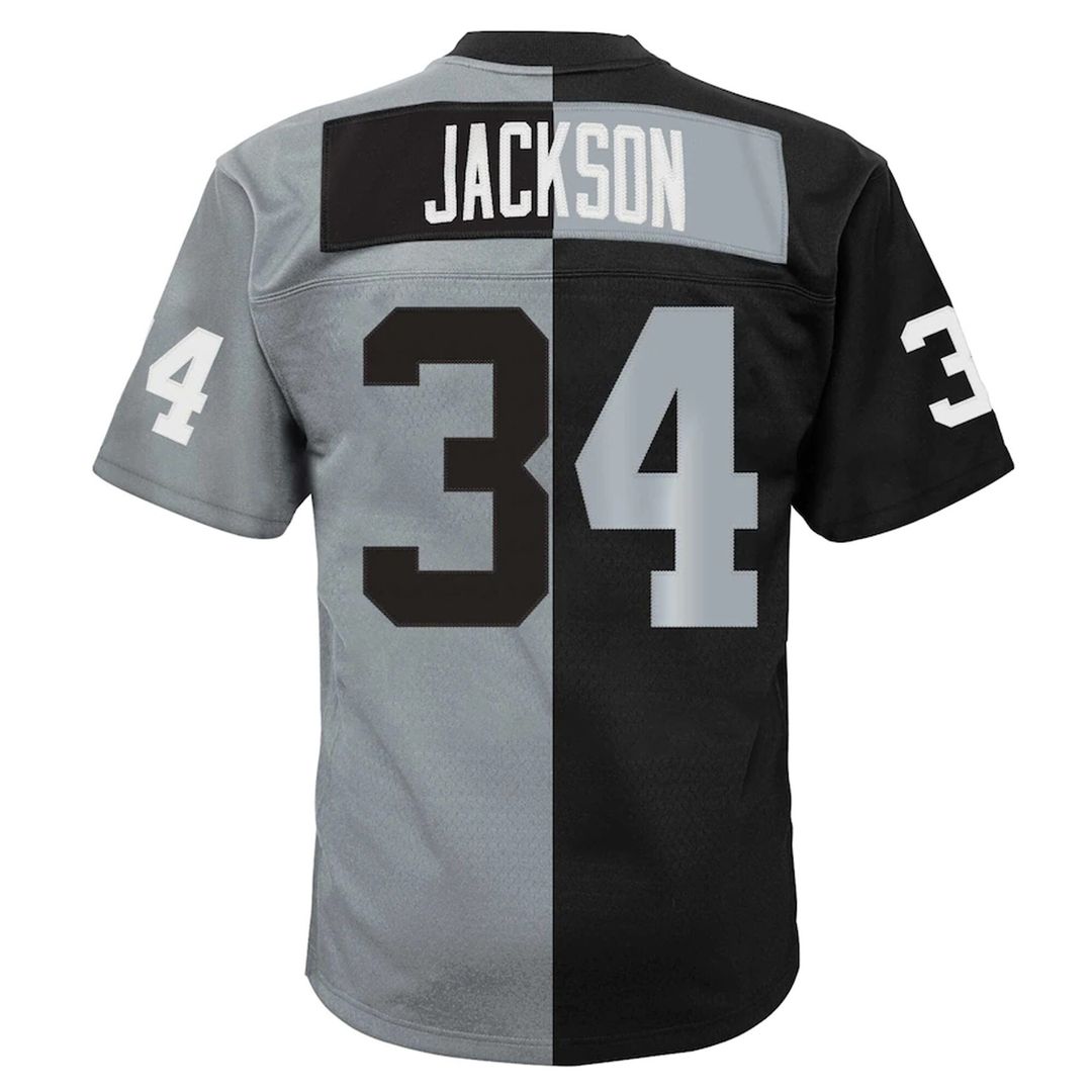 Bo Jackson Las Vegas Raiders Mitchell & Ness Big & Tall Split Legacy Retired Player Replica Official Jersey - Black/Silver