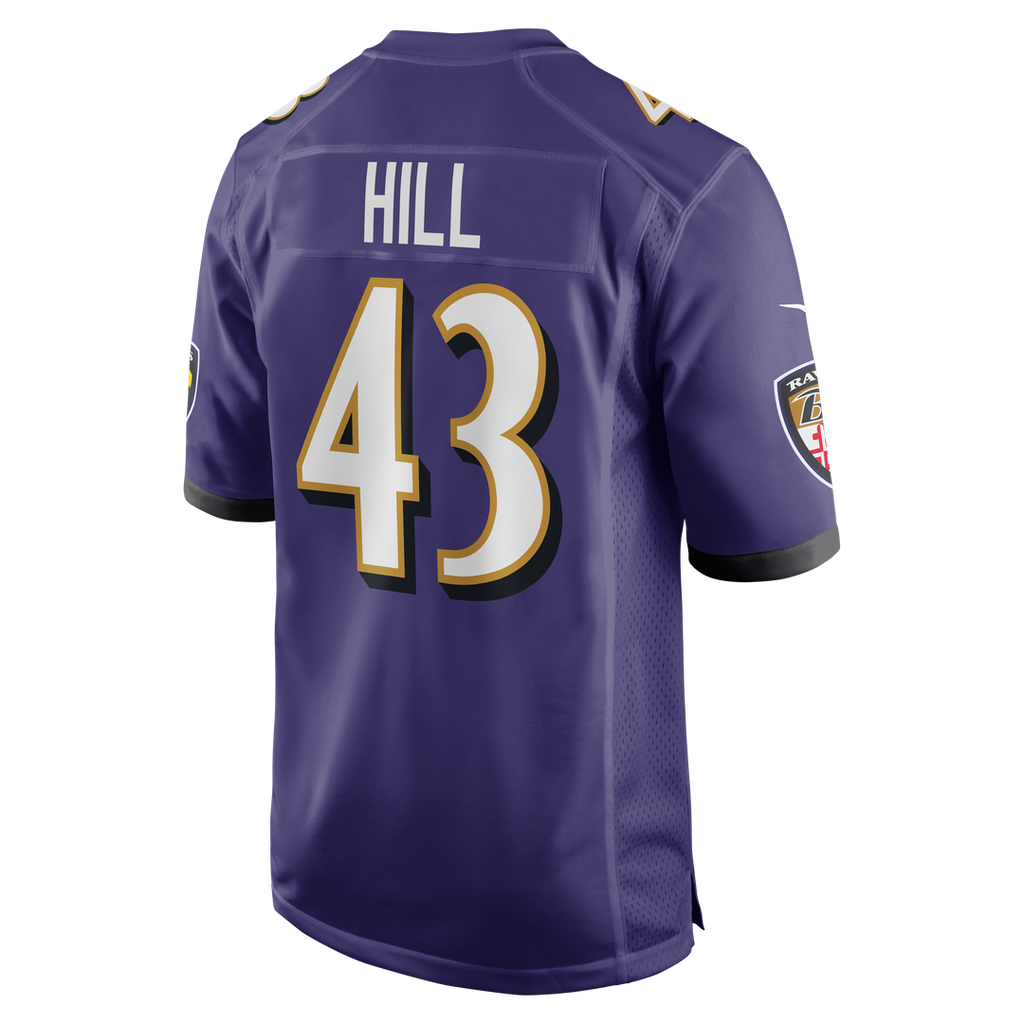 Justice Hill Baltimore Ravens Nike Game Official Jersey - Purple