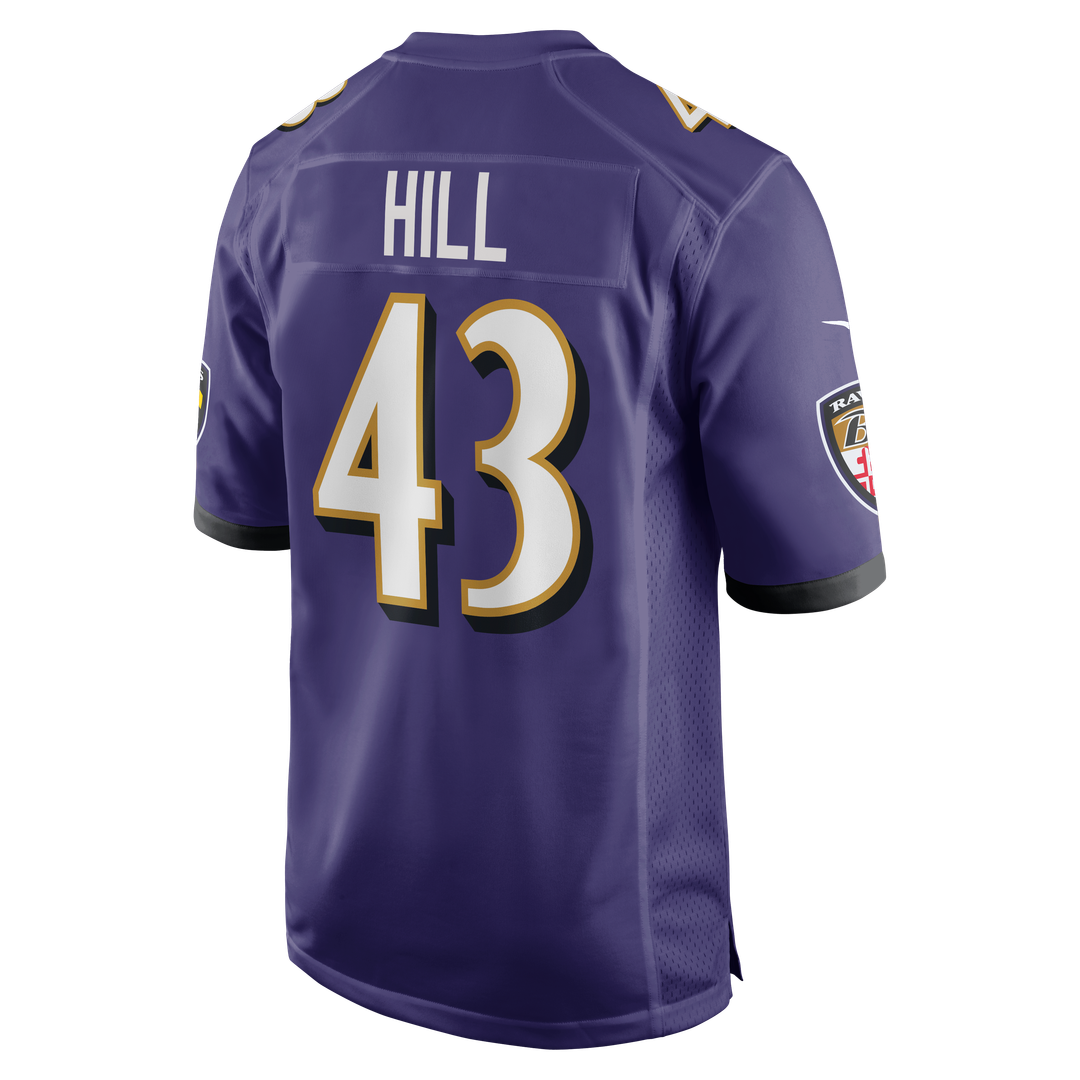 Justice Hill Baltimore Ravens Nike Game Official Jersey - Purple