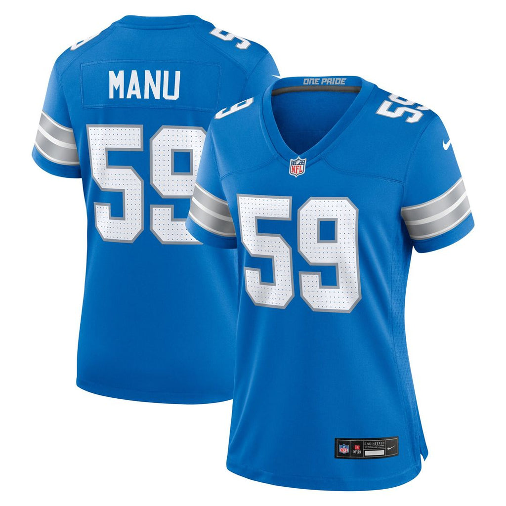 Giovanni Manu Detroit Lions Nike Women's Team Game Official Jersey -  Blue