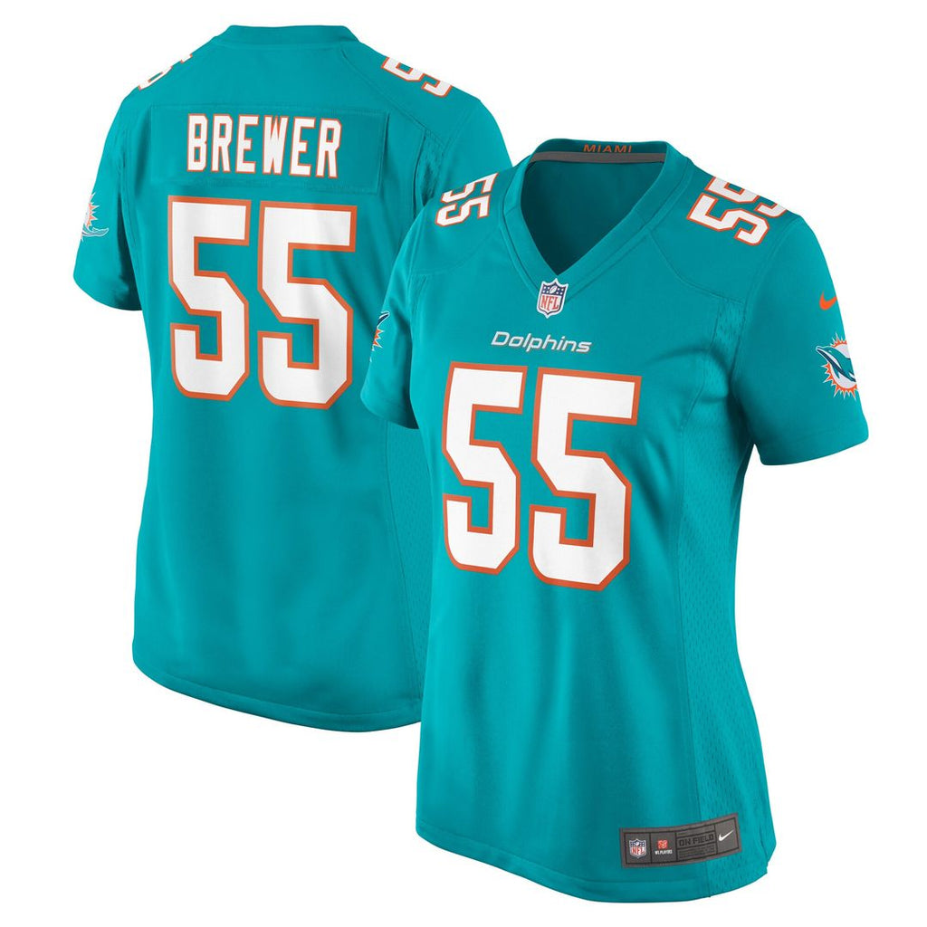 Aaron Brewer Miami Dolphins Nike Women's  Game Official Jersey -  Aqua