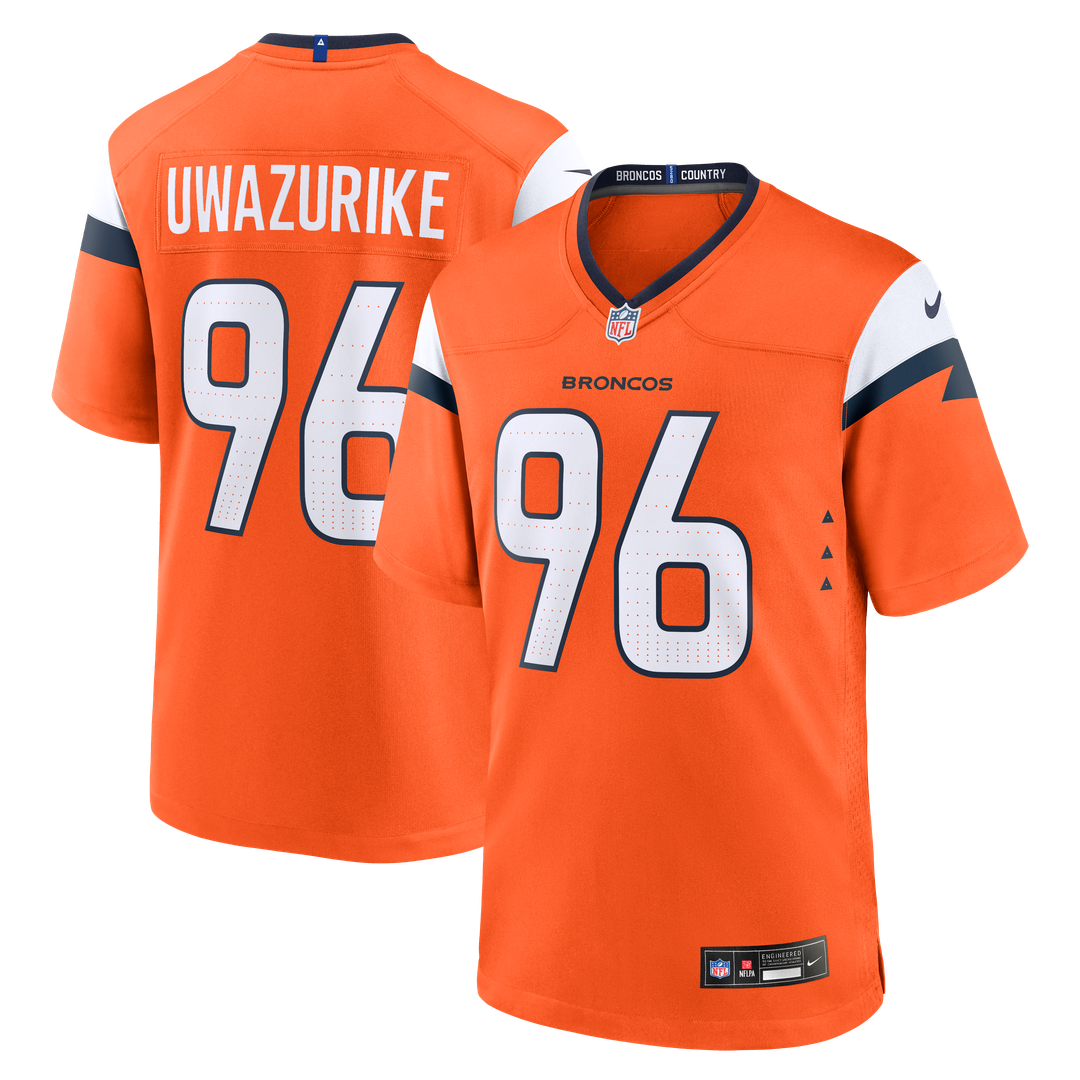 Eyioma Uwazurike Denver Broncos Nike Team Game Official Jersey -  Orange