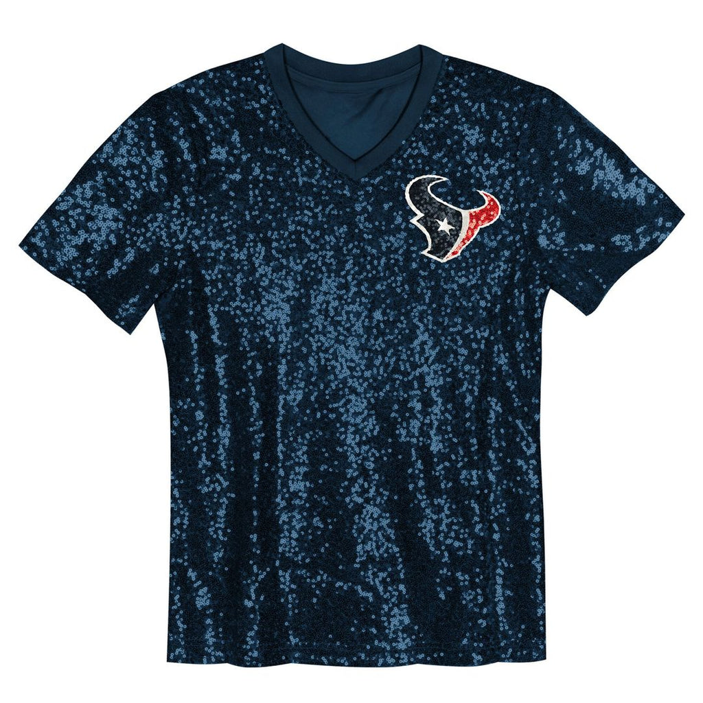 C.J. Stroud Houston Texans Girls Youth Sequin V-Neck Fashion Official Jersey - Navy
