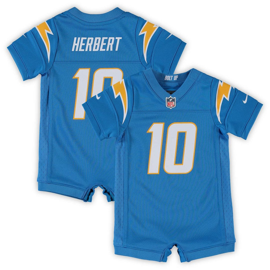 Justin Herbert Los Angeles Chargers Nike Infant Game Romper Official Jersey - Powder Blue