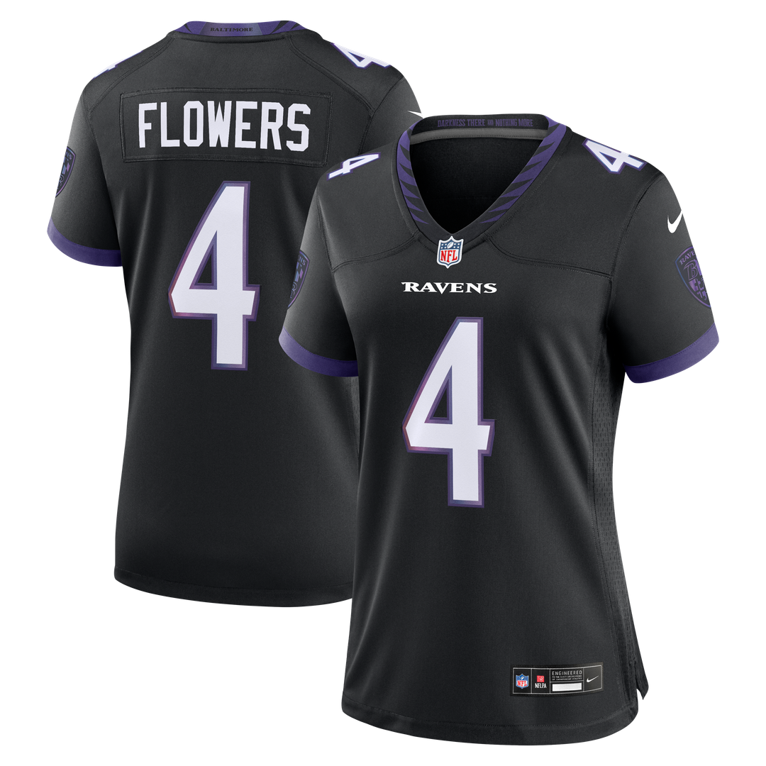 Zay Flowers Baltimore Ravens Nike Women's Alternate Game Official Jersey - Black