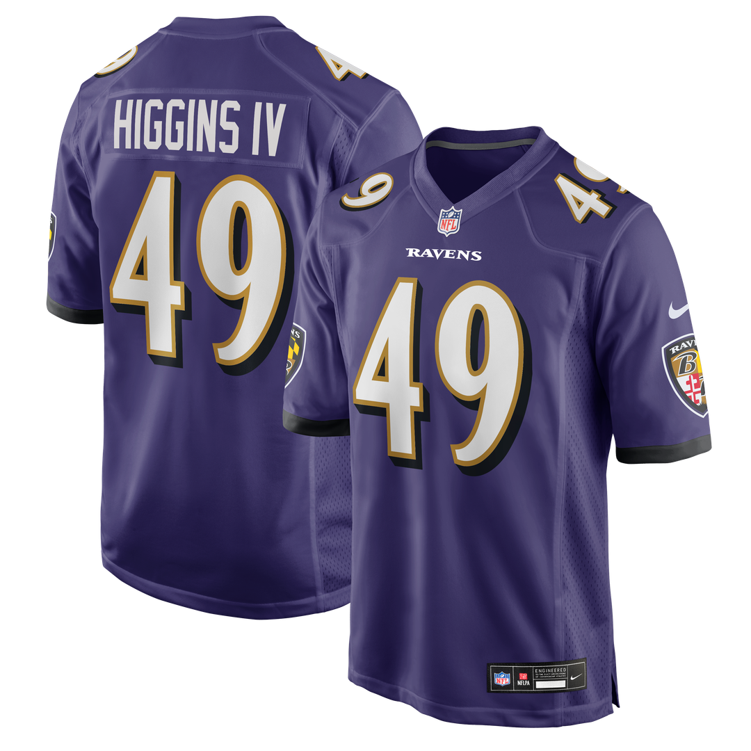 Jay Higgins IV Baltimore Ravens Nike Team Game Official Jersey -  Purple