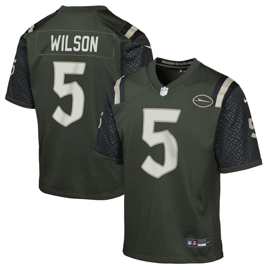 Garrett Wilson New York Jets Nike Youth 2025 Rivalries Collection Game Official Jersey - Gotham Green