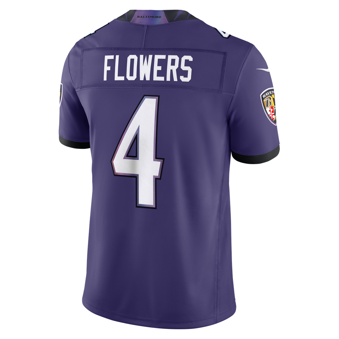 Zay Flowers Baltimore Ravens Nike Vapor F.U.S.E. Stitched Limited Official Jersey - Purple
