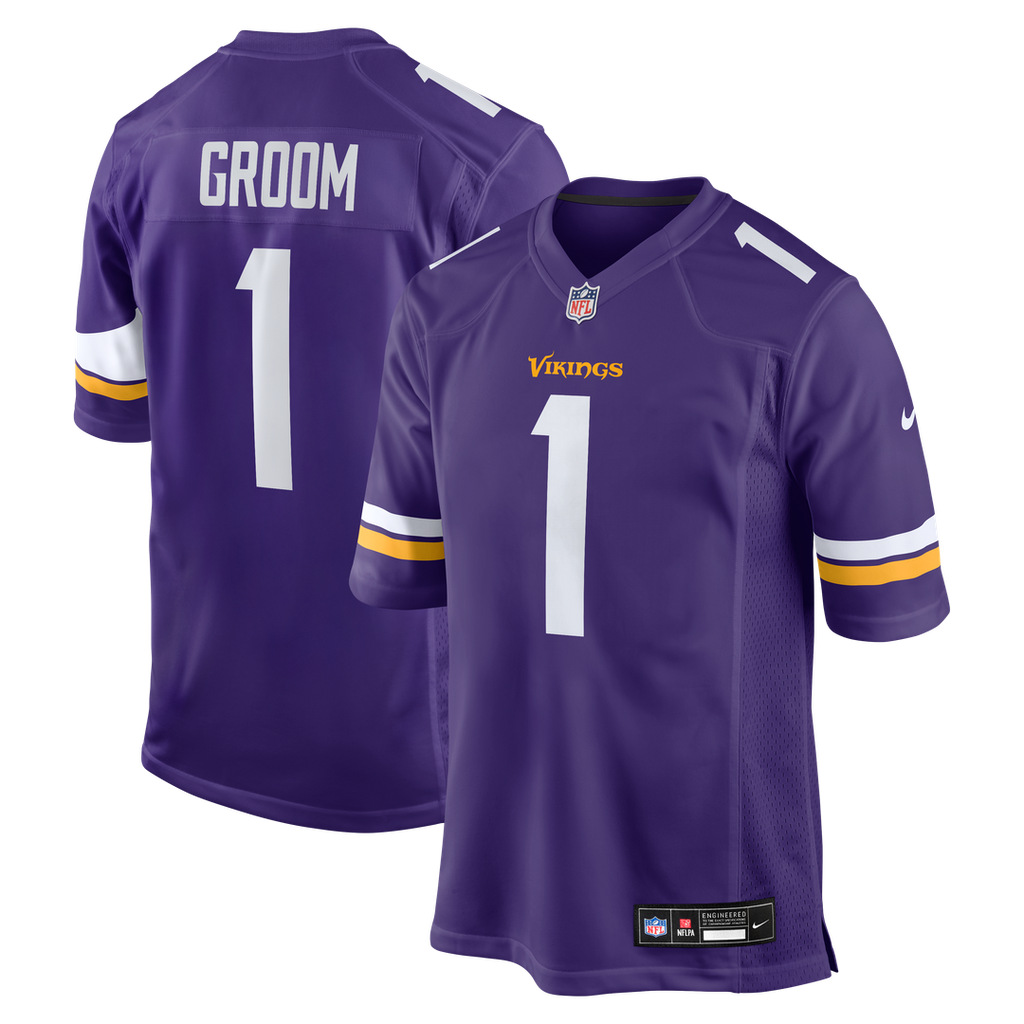 Number 1 Groom Minnesota Vikings Nike Game Official Jersey - Purple