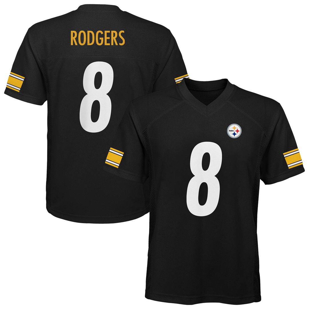 Aaron Rodgers Pittsburgh Steelers Outerstuff Youth Replica Player Official Jersey - Black