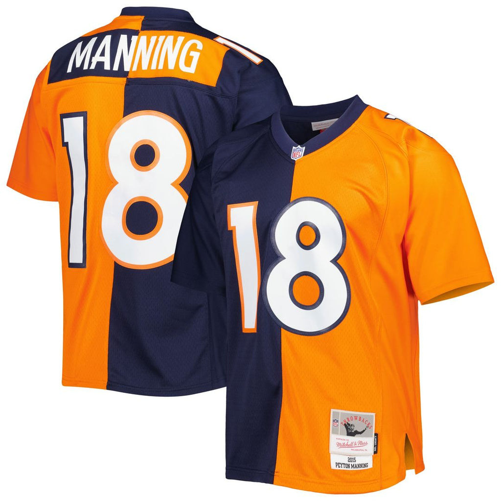 Peyton Manning Denver Broncos Mitchell & Ness 2015 Split Legacy Replica Official Jersey - Navy/Orange