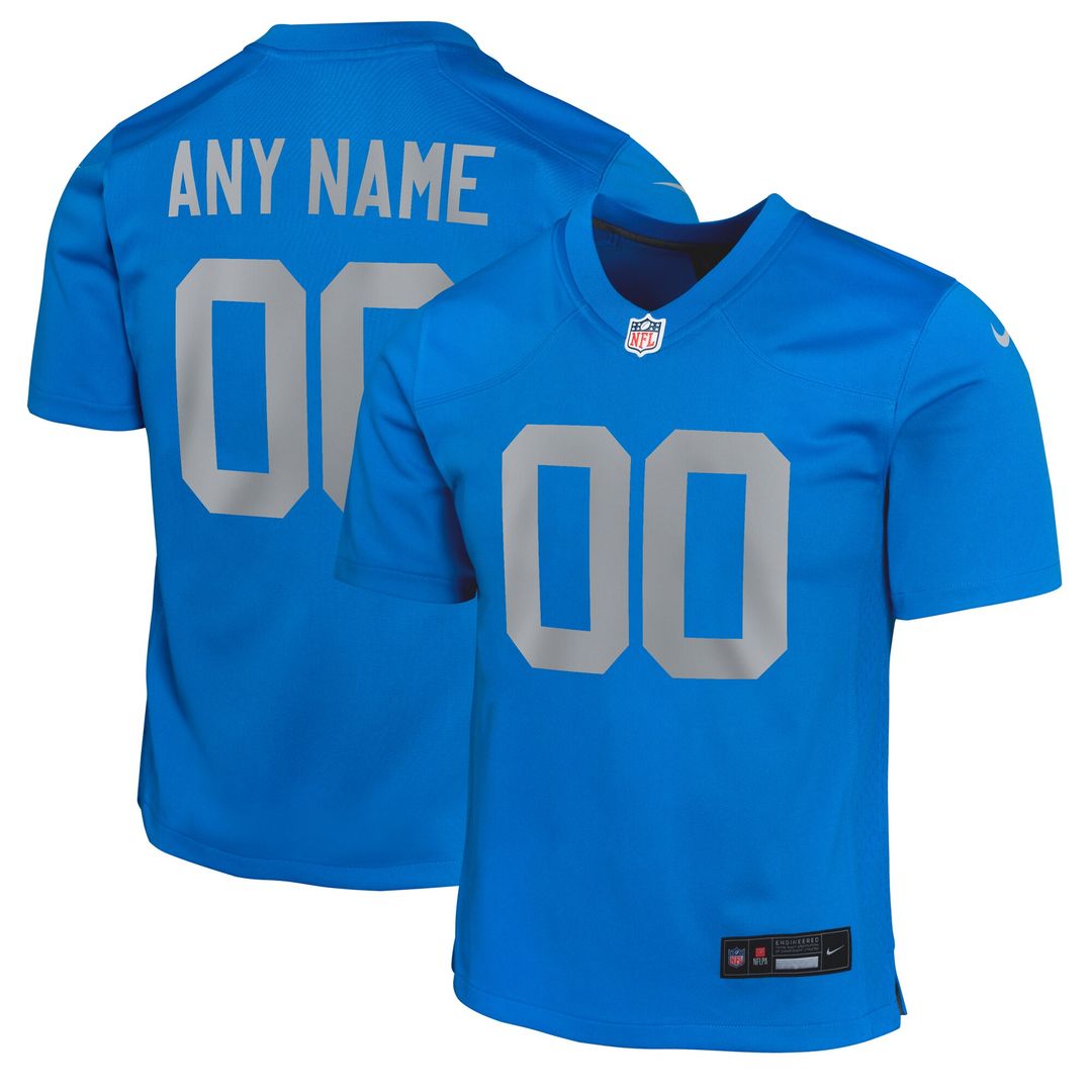Detroit Lions Nike Youth Alternate Custom Game Official Jersey - Blue
