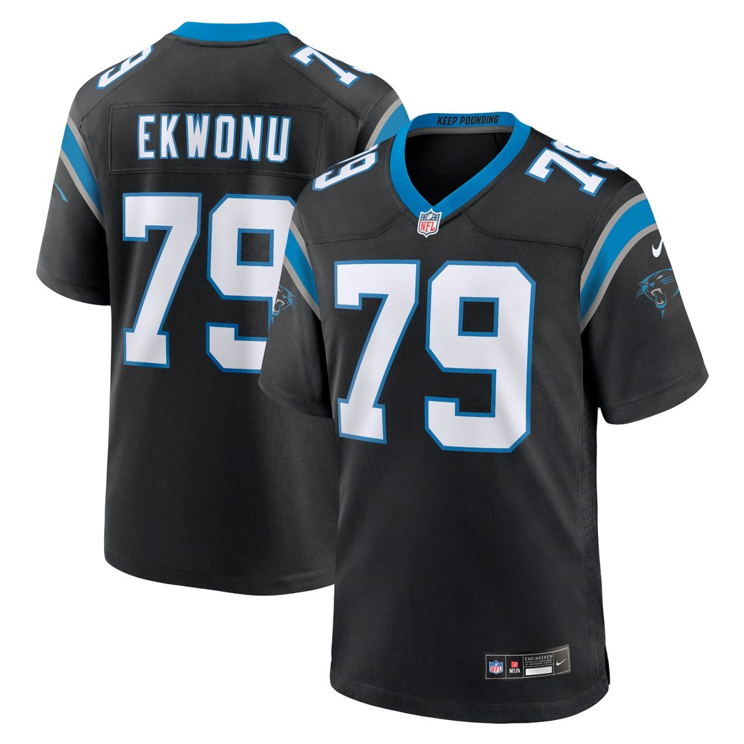 Ikem Ekwonu Carolina Panthers Nike Game Official Jersey - Black
