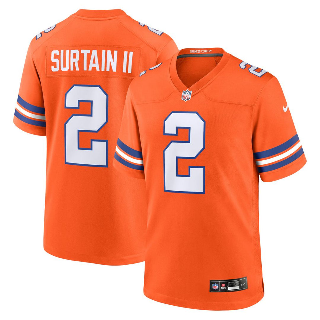 Patrick Surtain II Denver Broncos Nike Mile High Collection 1977 Throwback Player Game Official Jersey - Orange