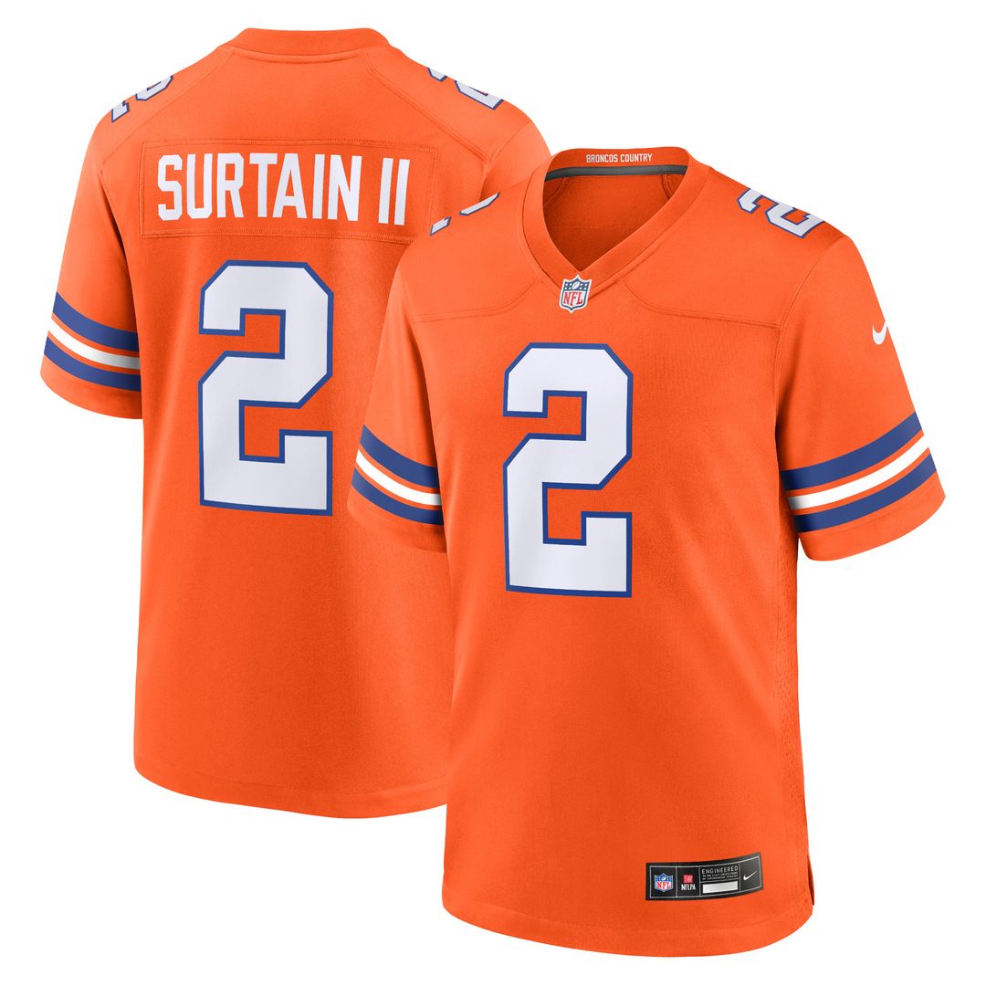 Patrick Surtain II Denver Broncos Nike Mile High Collection 1977 Throwback Player Game Official Jersey - Orange