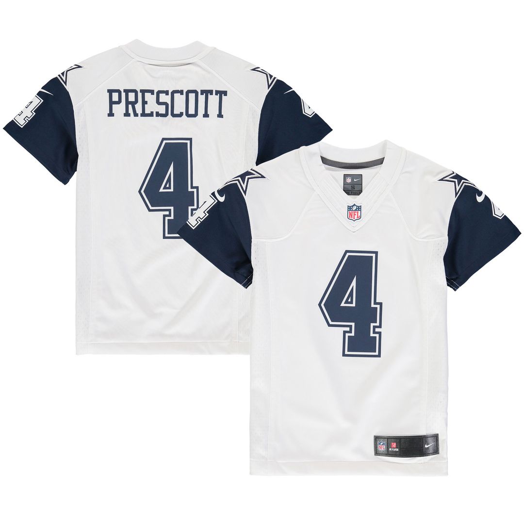 Dak Prescott Dallas Cowboys Nike Youth Color Rush Game Official Jersey - White