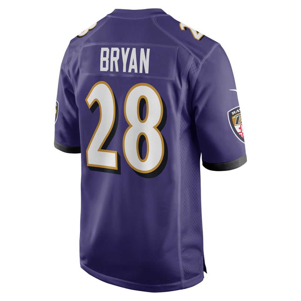 Taven Bryan Baltimore Ravens Nike Team Game Official Jersey -  Purple
