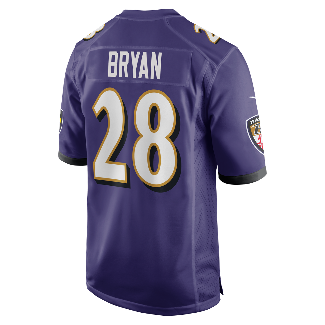 Taven Bryan Baltimore Ravens Nike Team Game Official Jersey -  Purple