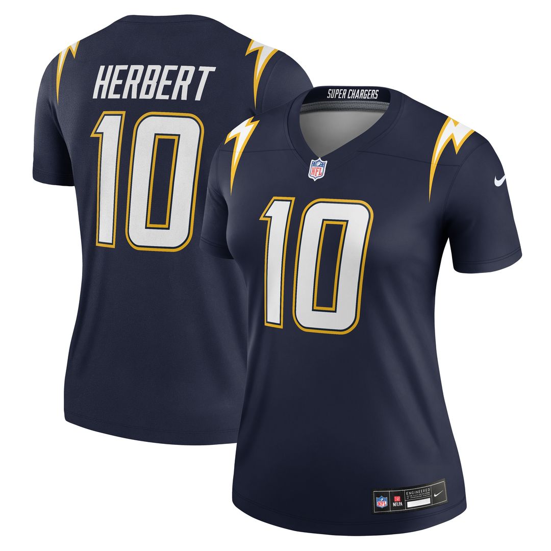Justin Herbert Los Angeles Chargers Nike Women's Alternate Charger Power Legend Player Performance Top - Gold