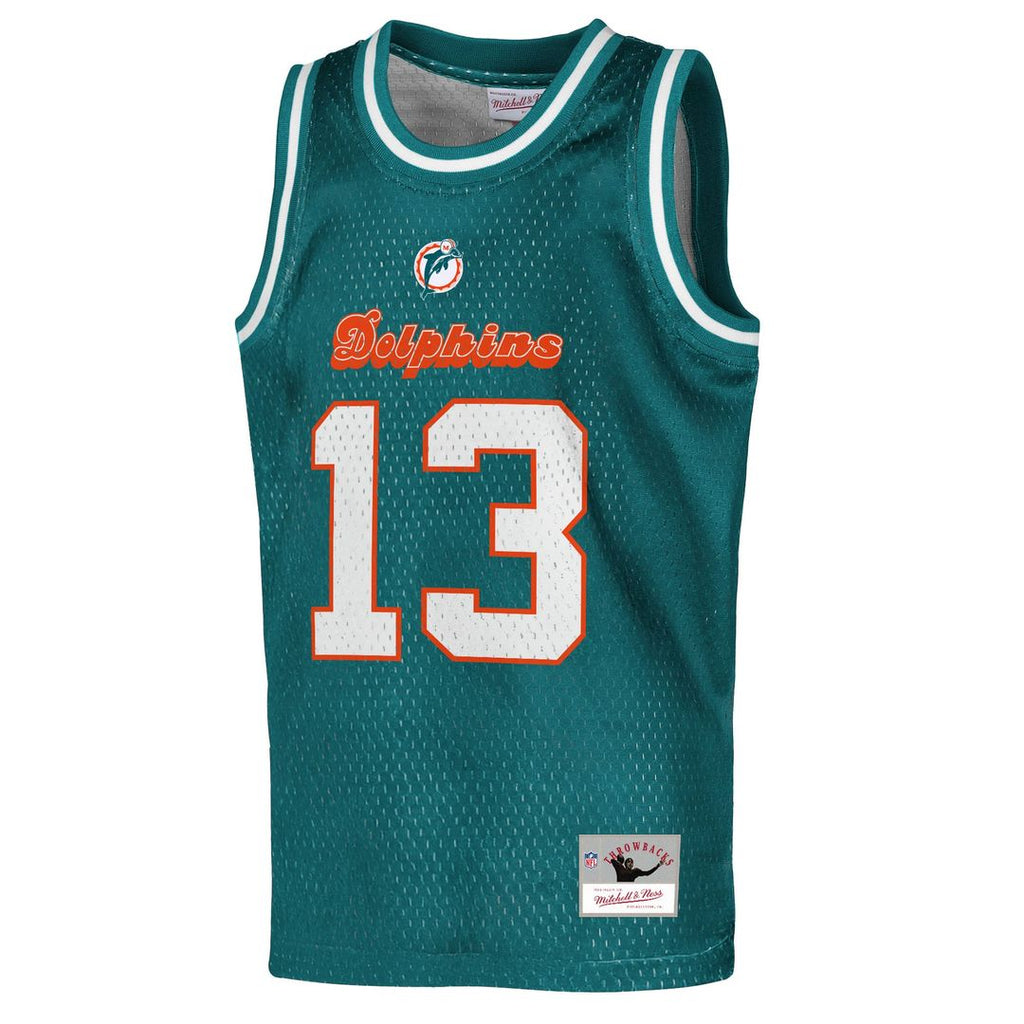 Dan Marino Miami Dolphins Mitchell & Ness Youth Retired Player NFL Basketball Fashion Official Jersey - Aqua