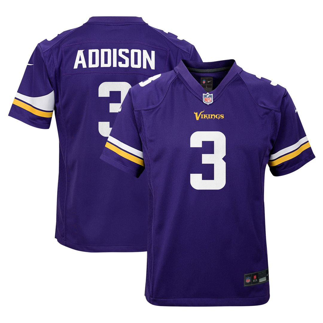 Jordan Addison Minnesota Vikings Nike Youth Game Official Jersey - White