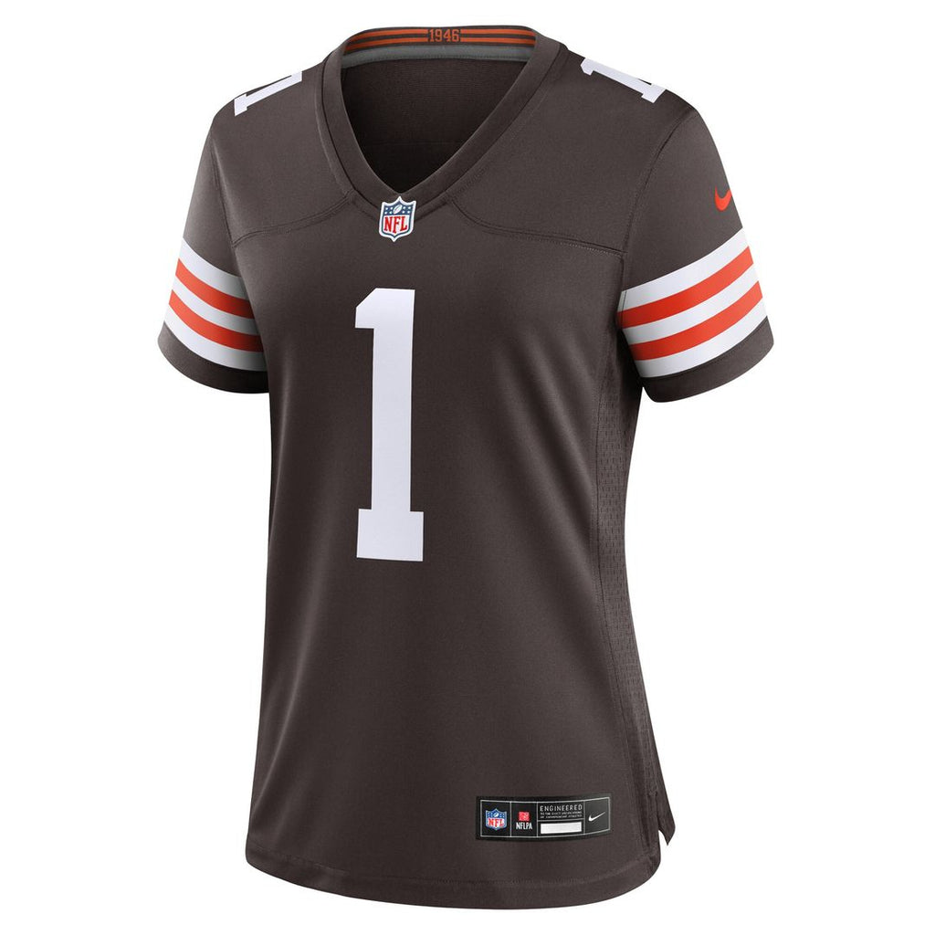 Number 1 Bride Cleveland Browns Nike Women's Game Official Jersey - Brown