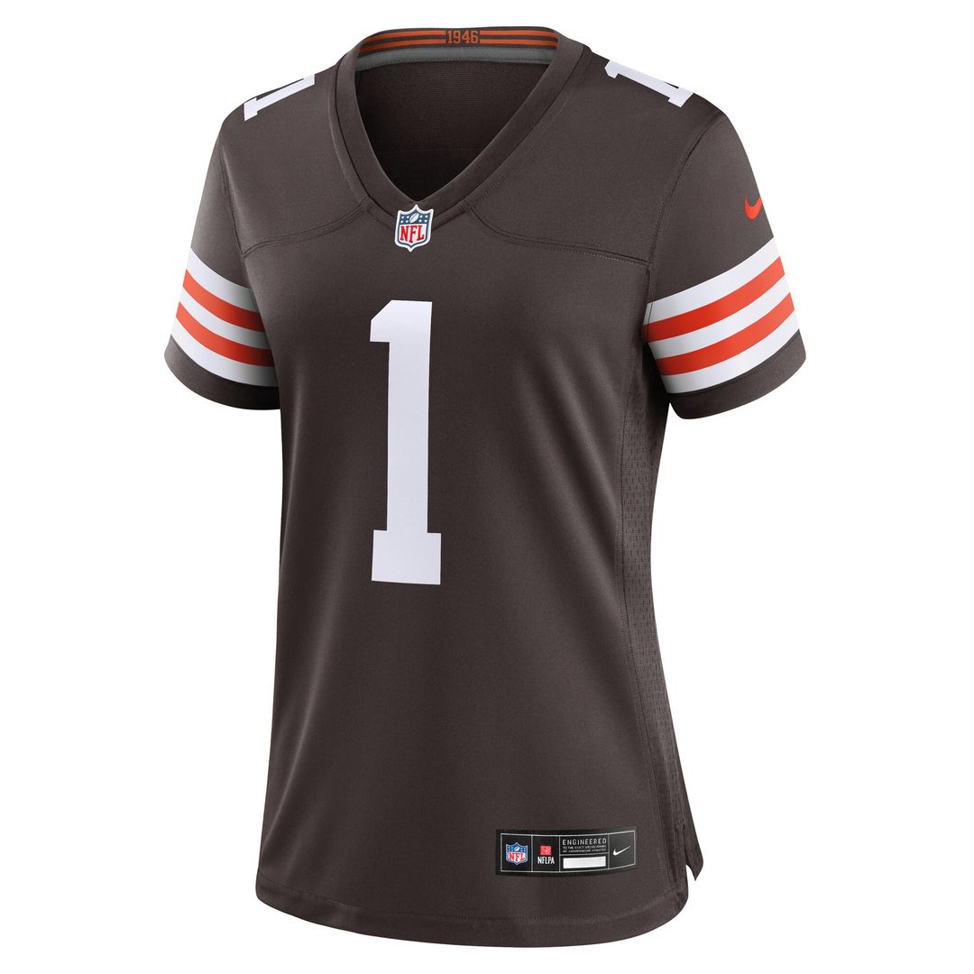 Number 1 Bride Cleveland Browns Nike Women's Game Official Jersey - Brown