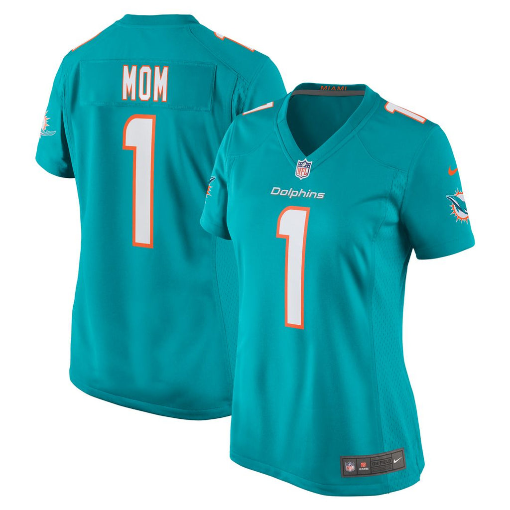 Number 1 Mom Miami Dolphins Nike Women's Game Official Jersey - Aqua