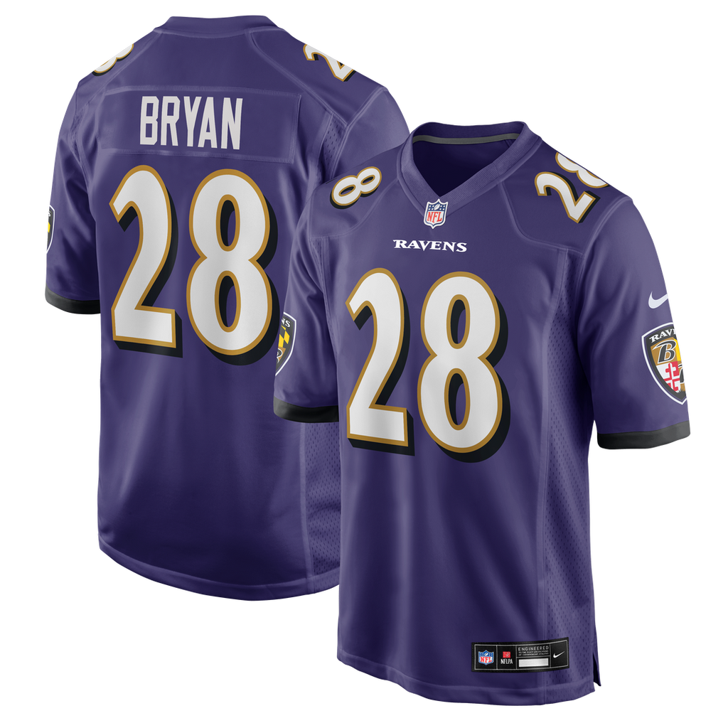 Taven Bryan Baltimore Ravens Nike Team Game Official Jersey -  Purple