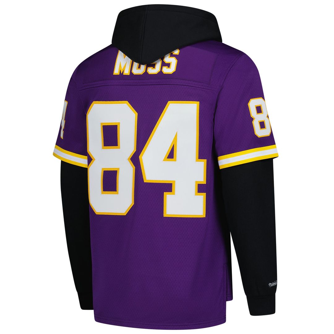 Randy Moss Minnesota Vikings Mitchell & Ness Player Name & Number Hoodie Legacy Official Jersey - Purple