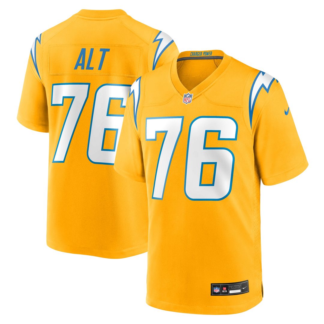 Joe Alt Los Angeles Chargers Nike Alternate Charger Power Game Player Jersey - Gold