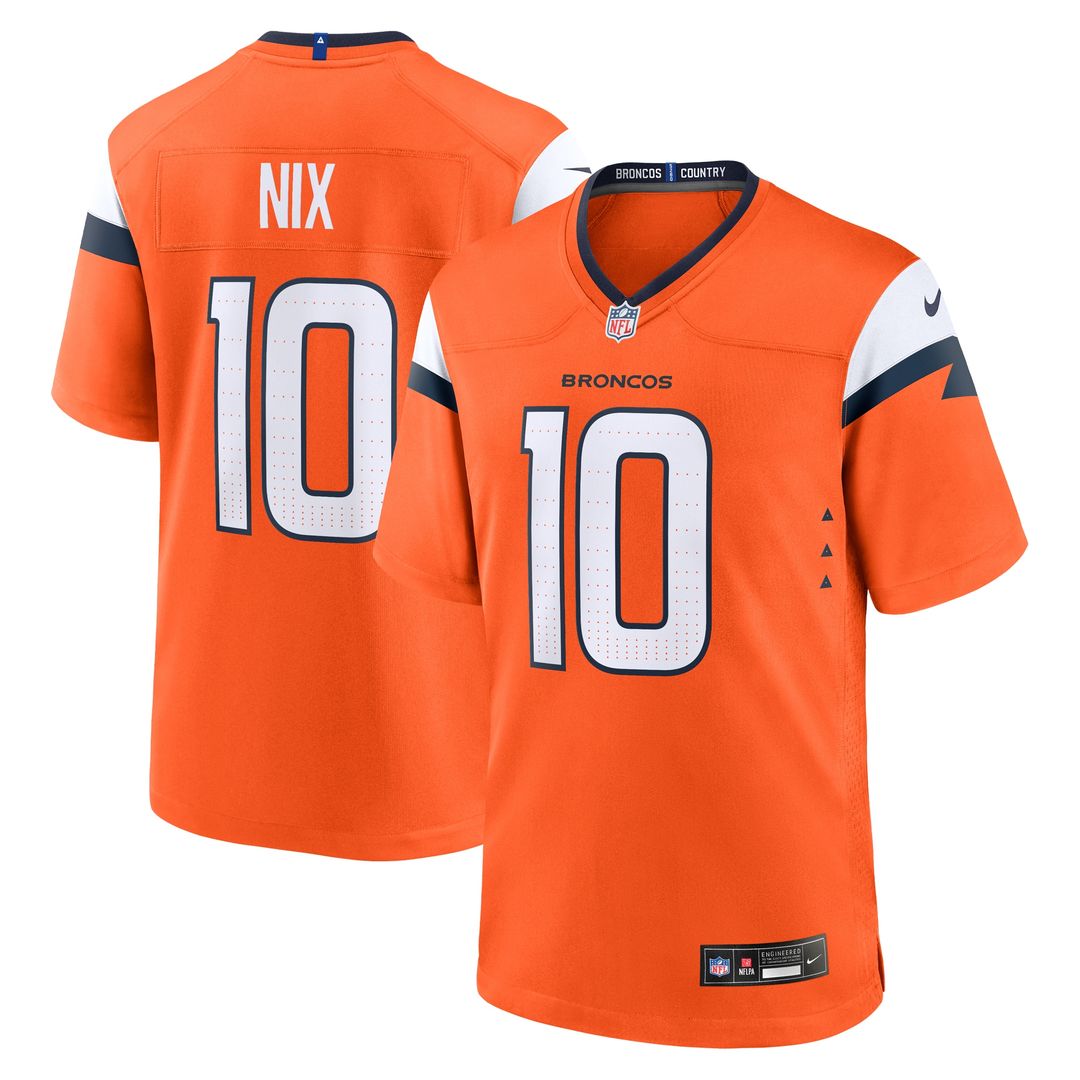 Bo Nix Denver Broncos Nike  Player Game Official Jersey - Orange