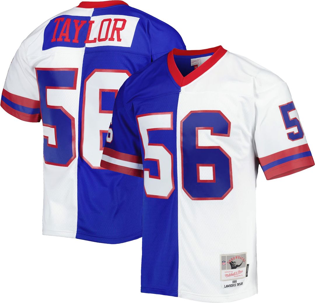 Lawrence Taylor New York Giants Mitchell & Ness 1986 Split Legacy Replica Official Jersey - Royal/White